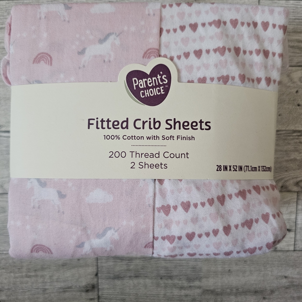 Parent's Choice Pink Fitted Crib Sheets 100% Cotton